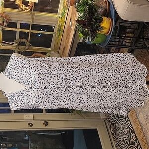 CAbi Camilla Women's Size M Blue and White Artsy Print Midi Tunic Shirt Dress